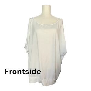 White Cold Shoulder Cut Out Tie Back Split Sleeve Size XL